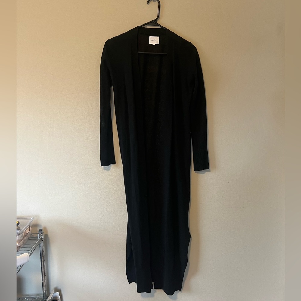Sundays black linen duster cardigan